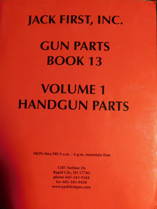 Jack first inc gun parts book 13 voume 1 handgun parts Jack First
